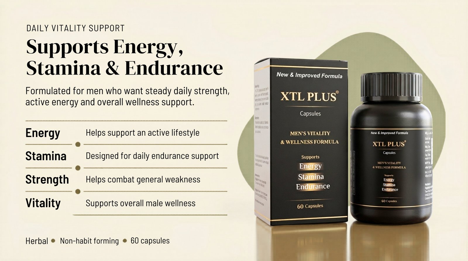 XTL Plus capsules benefits for energy, stamina, strength, male wellness