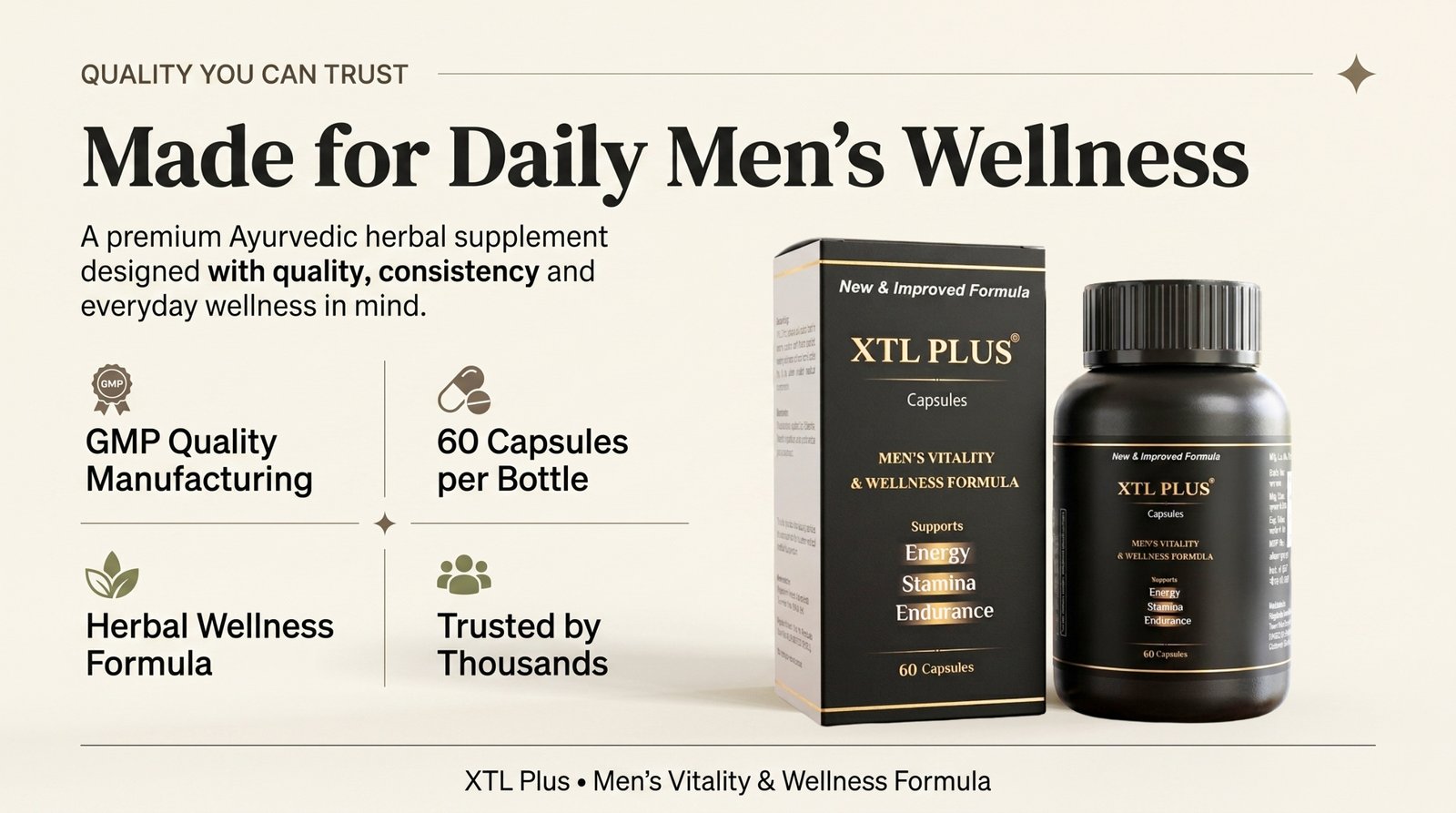 XTL Plus herbal capsules GMP certified 60 capsules men’s wellness supplement
